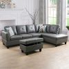 Dark Grey Semi PU Synthetic Leather Sofa Living Room Sofa