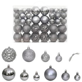 Christmas Baubles 100 pcs Gray 1.2" / 1.6" / 2.4"