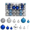 Christmas Baubles 100 pcs Blue and Silver 1.2" / 1.6" / 2.4"