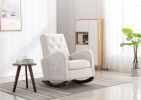 High Back Rocking Chair Nursery Chair .Comfortable Rocker Fabric Padded Seat .Modern High Back Armchair