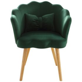 Vanbow.Velvet Wooden foot casual lotus chair with waist pillow(GREEN)