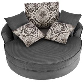 Swivel Accent Barrel Chair with 5 Movable Pillow 360 Degree Swivel Round Sofa Chair for Living Room,Bedroom, Hotel, Grey