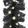 Christmas Garland with LED Lights 66 ft Black