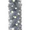 Christmas Garland with LED Lights 33 ft Silver