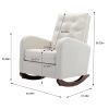 High Back Rocking Chair Nursery Chair .Comfortable Rocker Fabric Padded Seat .Modern High Back Armchair