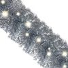 Christmas Garland with LED Lights 33 ft Silver