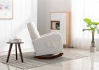 High Back Rocking Chair Nursery Chair .Comfortable Rocker Fabric Padded Seat .Modern High Back Armchair