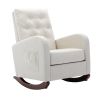 High Back Rocking Chair Nursery Chair .Comfortable Rocker Fabric Padded Seat .Modern High Back Armchair