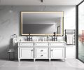 96in. W x48 in. H Framed LED Single Bathroom Vanity Mirror in Polished Crystal Bathroom Vanity LED Mirror with 3 Color Lights Mirror for Bathroom Wall