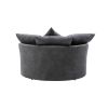 Orisfur. 360° Swivel Accent Barrel Chair with Storage Ottoman & 4 Pillows, Modern Linen Leisure Chair Round Accent for Living Room