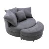 Orisfur. 360° Swivel Accent Barrel Chair with Storage Ottoman & 4 Pillows, Modern Linen Leisure Chair Round Accent for Living Room