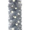 Christmas Garland with LED Lights 66 ft Silver