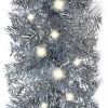 Christmas Garland with LED Lights 66 ft Silver