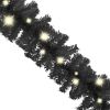 Christmas Garland with LED Lights 66 ft Black