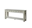 Sofa Table Antique White Rustic Solid wood Storage Table Open Shelf Bottom Living Room 1pc Side Table.