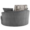 Swivel Accent Barrel Chair with 5 Movable Pillow 360 Degree Swivel Round Sofa Chair for Living Room,Bedroom, Hotel, Grey