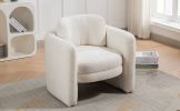 Mid Century Modern Barrel Accent Chair Armchair for Living Room, Bedroom, Guest Room,Office, Ivory