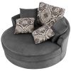 Swivel Accent Barrel Chair with 5 Movable Pillow 360 Degree Swivel Round Sofa Chair for Living Room,Bedroom, Hotel, Grey