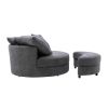 Orisfur. 360° Swivel Accent Barrel Chair with Storage Ottoman & 4 Pillows, Modern Linen Leisure Chair Round Accent for Living Room