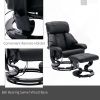 Recliner with Ottoman Footrest, Recliner Chair with Vibration Massage, Faux Leather and Swivel Wood Base for Living Room and Bedroom, Black