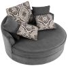 Swivel Accent Barrel Chair with 5 Movable Pillow 360 Degree Swivel Round Sofa Chair for Living Room,Bedroom, Hotel, Grey