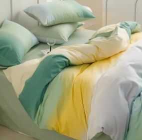 Simple Gradient Color Bed Four Sets Of Cotton Pure (Option: Iridescent green-Flat Sheet-1.8m)