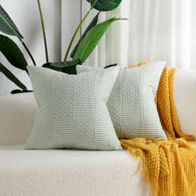 Simple Geometric Cotton Woven Jacquard Pillow Cover (Option: 45x45 Pillowcase Without Core-Mint Green)