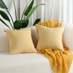 Simple Geometric Cotton Woven Jacquard Pillow Cover (Option: 45x45 Pillowcase Without Core-Yellow)