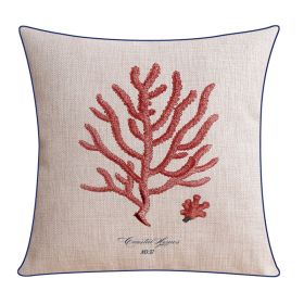 Classical Style Seaweed Starfish Pillow Thick Cotton Linen Sofa Cushion Cover (Option: XH0075-45X45cm Without Core)