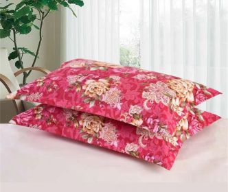 Pillowcase One-pair Package Skin-friendly Brushed Pillow Case (Option: National Flower Peony-A Pair)