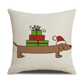 Christmas White Animal Printed Pillowcase (Option: XPBZT021F08-45x45cm Linen Without Pillow)