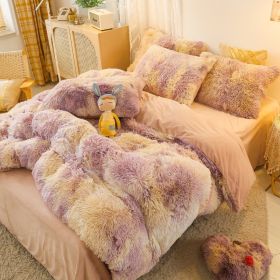 Mink Velvet Four Piece Set Long Plush Crystal Velvet Duvet Cover (Option: Colorful life-1.5or1.8m flat sheet)