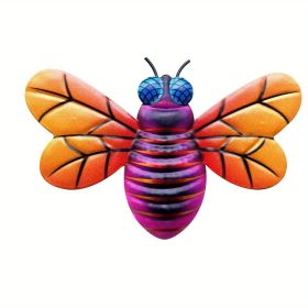 1pc/4pcs, Metal Colorful Bee Wall Decor, Bee Metal Wall Decor, Bee Metal Wall Art, Wall Decor, Metal Home Decor Wall Sculpture, Outside Decor (STYLE: Orange)