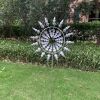 30cm/11.81in Courtyard Garden Lawn Outdoor Decoration, Unique Wind Collector Magic Kinetic Energy Metal Windmill Spinner Solar Wind Catcher