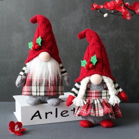 Braided Faceless Doll Plaid With Hat Forest Old Man Doll Plush Desktop Ornament (STYLE: Beard)