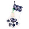 Christmas Gift Bags Pet Dog Cat Paw Stocking Socks Plaid Xmas Tree Ornaments