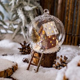 Christmas Microlandscape Glass Ball Lob Ball Christmas Tree Decorations Light Up Ball Christmas Decorative Lights LED Lights (Color: C)