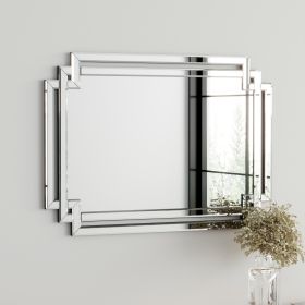 Large Wall-Mounted Silver Decorative Rectangular Wall Mirror for Home, Living Room, Bedroom, Entryway (clear HD mirror) (Color: as pic)