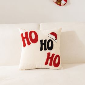 Christmas Towel Embroidery Pillow Cover Holiday Home Decoration (Option: Beige Hohoho-45x45cm)