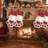 Christmas Gift Bags Pet Dog Cat Paw Stocking Socks Plaid Xmas Tree Ornaments