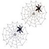 3.28FT Spider Web Light with Hairy Spider 70LED Battery Powered Remote Control 8 Lighting Modes Glowing Outdoor Indoor Wall Halloween Decoration