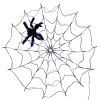 3.28FT Spider Web Light with Hairy Spider 70LED Battery Powered Remote Control 8 Lighting Modes Glowing Outdoor Indoor Wall Halloween Decoration