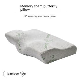 Memory Cotton Slow Rebound Butterfly Shaped Pillow Cervical Health Care (Option: Bamboo fiber white-62x34x12x6cm with lining)