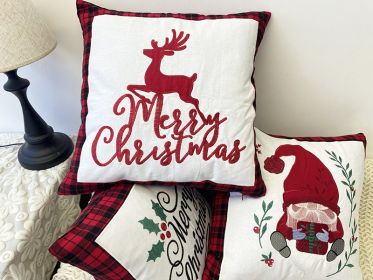 New Christmas Embroidery Pillow Cover (Option: Deer-45x45cm)