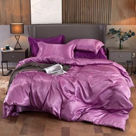 Ice Four-piece Set Cool Bare Sleeping Real Silk Quilt Cover Sheets (Option: Cameo Brown-2 Style)