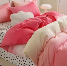 Simple Gradient Color Bed Four Sets Of Cotton Pure (Option: Rainbow Pink-Fitted Sheet-1.5m)