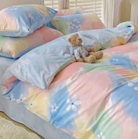 Simple Gradient Color Bed Four Sets Of Cotton Pure (Option: Rainbow-Flat Sheet-1.8m)