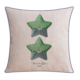 Classical Style Seaweed Starfish Pillow Thick Cotton Linen Sofa Cushion Cover (Option: XH0078-53X53cm Without Core)