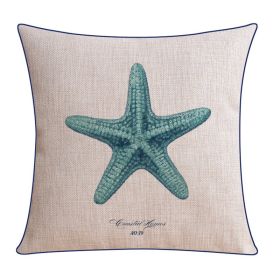 Classical Style Seaweed Starfish Pillow Thick Cotton Linen Sofa Cushion Cover (Option: XH0076-45X45cm Without Core)