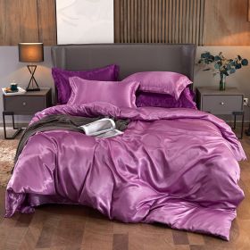 Ice Four-piece Set Cool Bare Sleeping Real Silk Quilt Cover Sheets (Option: Cameo Brown-7 Style)